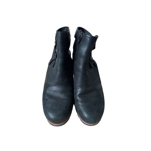 Sorel Addington Leather Strappy Back Block Heel Booties Women's Size 8 Black - Picture 9 of 14